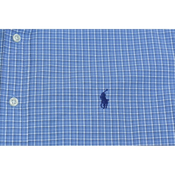 Ralph Lauren Classic Fit Mens Shirt Size XXL Blue White Plaid Button Down Cotton - Picture 3 of 12